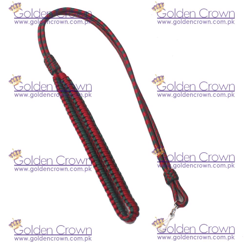 Product image - Military Lanyard, Military Security Officers Uniform Lanyard, Military Pistol Cord Lanyard,  Uniform Shoulder Lanyard, Military Braided Whistle Cord, Military Corded Lanyard, Army Band Lanyard,https://goldencrown.com.pk/products/c1031_Military-Ceremonial-Uniforms-Accessories-Manufacture/c1055_Military-Lanyards-Supplier-Military-Whistle-Cords-Su/i8716_Military-Lanyard-Braid-Whistle-Cord-red-and-Green.aspx